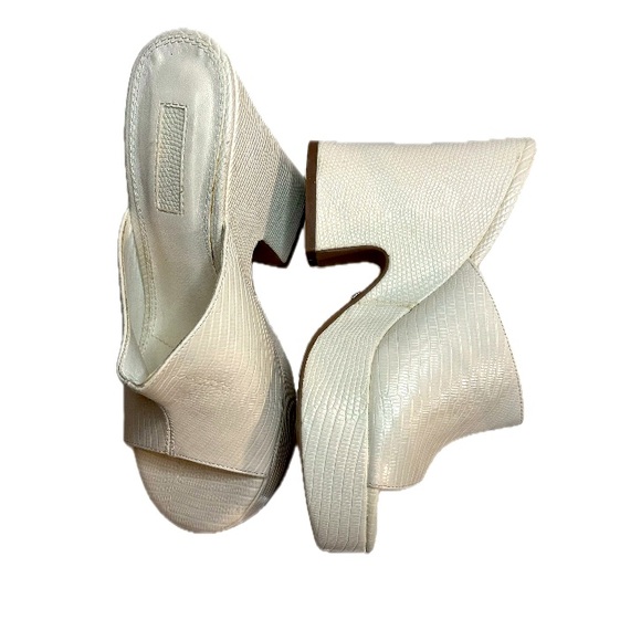 TOPSHOP RAMBLE PLATFORM BLOCK HEEL MULES IN OFF WHITE SIZE 6 - Picture 5 of 10